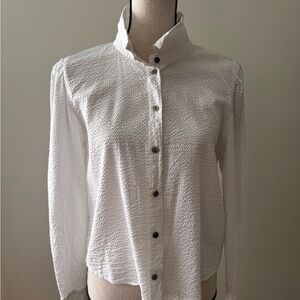 Only White Long Sleeve Fitted Button Down Shirt